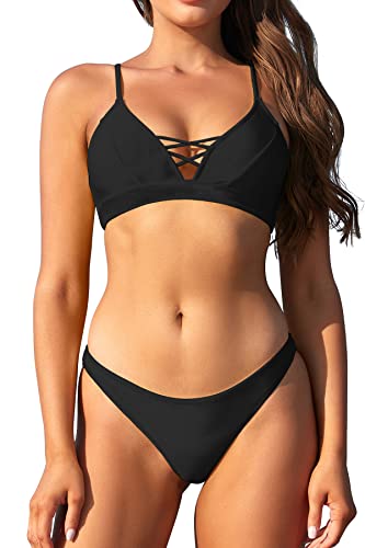 SHEKINI Damen Bikini-Set Niedriger Kragen Rückenfrei Verstellbarer...