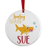 Baby Shark, Personalized Shark Ornament with Baby's Name - 3" Aluminum Ornament - Baby Gifts for Chr