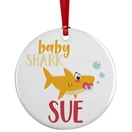 Baby Shark, Personalized Shark Ornament With Baby's Name - 3" Aluminum Ornament - Baby Gifts For Christmas, Xmas Keepsake - Custom Shark Family Ornaments, 1 Piece #TOP10