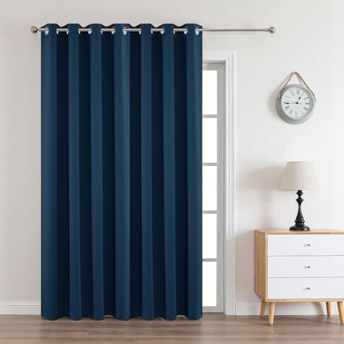 Image of Joydeco Blackout Curtains 90 Inches Long 1 Panel, Thermal Insulated Long Curtains& Drapes 1 Piece, Room Darkening Grommet Drapes for Living Room Bedroom Window (W70 x L90 Inch, Navy Blue)