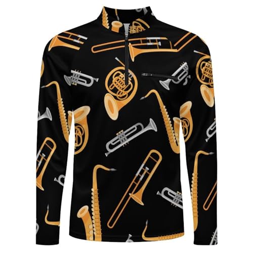 Music Wind Musical Instruments Men's Rash Guard Long Sleeves Quick Dry Fishing Workout Shirts with Zipper4