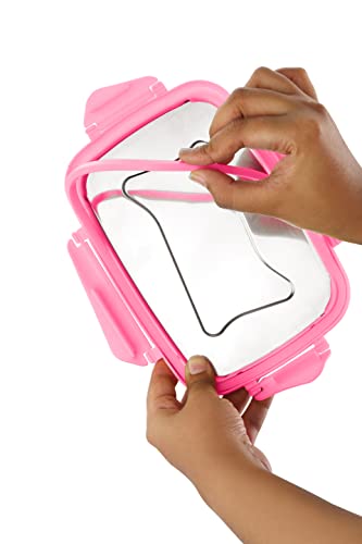 Image of STEELLOCK Smart Stainless Steel Tiffin Lunch Box for Kids and Adults | Airtight & Leakproof | Rectangle Tiffin Box for School & Office with Steel Lid | Pink 550ml - 2pc