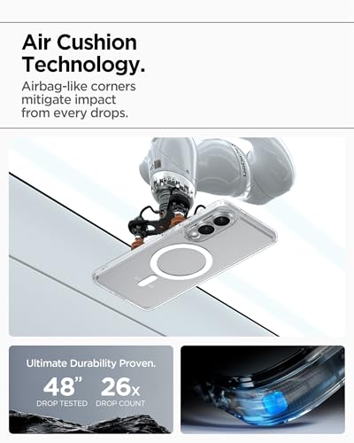 Image of Spigen Ultra Hybrid MagFit | Samsung Galaxy S25 Edge Case [MagSafe] [Transparent] Galaxy S25 Edge Back Cover | TPU+PC - Clear White