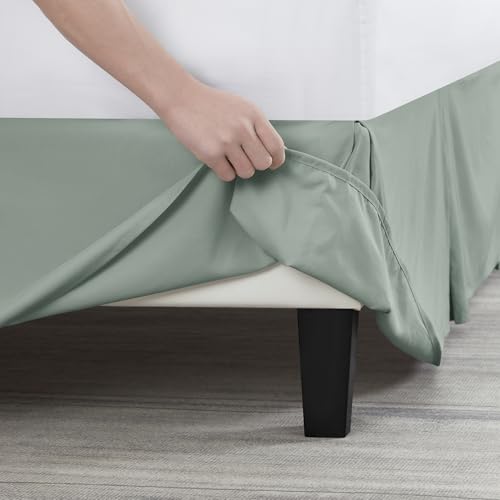 Image of Nestl Sage Green Twin Bed Skirt - Twin Size Bed Skirt 14 Inch Drop - Brushed Microfiber Bed Skirts - Hotel Quality Pleated Bed Skirt - Shrinkage & Fade Resistant