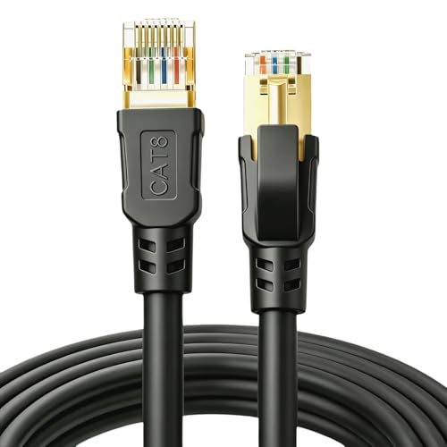 DDMALL CAT 8 Ethernet Cable 10ft, High Speed 40Gbps 2000MHz Indoor & Outdoor Network Internet LAN Cable, FFTP CAT8 Patch Cord with Gold Plated RJ45 Connector for Gaming, Router, X box, PC (10ft Black) by DDMALL - Used condition - US$6.78