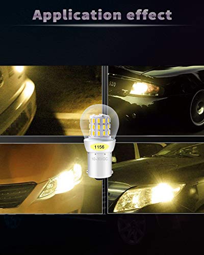 Qoope 1156 Led Bulb With Glass, Super Bright 1141 7506 1073 P21W Ba15S Led Bulbs 10V-30V Non-Polarity 39Smd Replacement For Brake/Tail/Turn Signal/Side Marker Lights Warm White (Pack Of 2) #TOP7