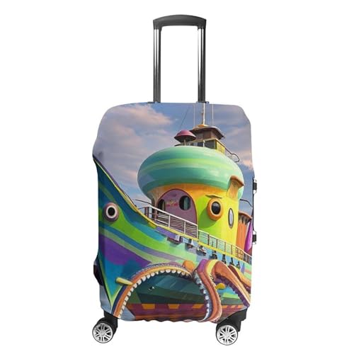 Octopus Ship Luggage Cover, Elastic Luggage Protector Fits 19-32in Suitcases, Washable & Anti-Scratch Suitcase Cover for Men Women S