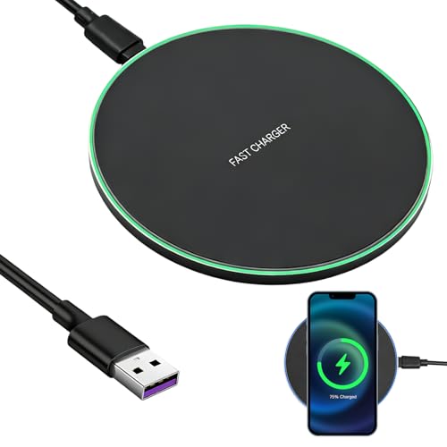 Caricatore Wireless 35W, Caricabatterie Senza Fili Qi Ricarica Rapida con Cavo USB-C, Base Ricarica Senza Fili Antiscivolo LED Notte per iPhone 16/15/14/13/12/11/XS/SE, Galaxy S25/S24/S23/S22