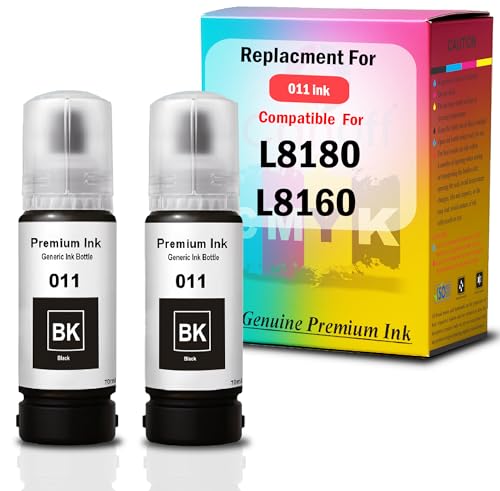 Image of CANOFF 011 /012 Black Color Refill Ink Bottle | Premium Photo Ink for Sharp & Vibrant Prints | Compatible with Epson L8180, L8160 & 012-Series Photo Models (011 Black 2pc.)