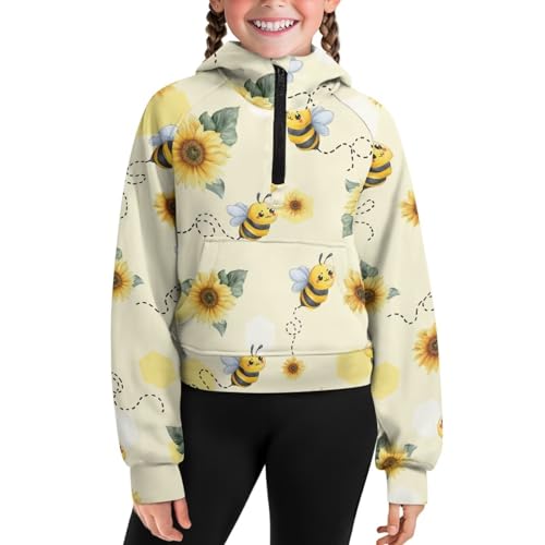 Girls Half Sweatshirt Long Sleeve Girls' Fashion Hoodies & Sweatshirts Athletic Top with Pockets Soft Comfy Tops