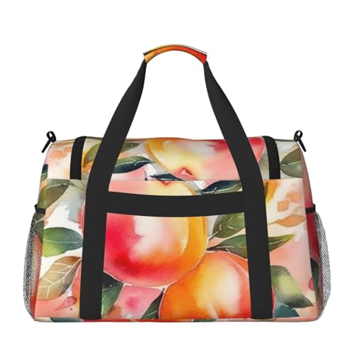 Colorful Peach Watercolor Design Travel Duffel Bag Lightweight Waterproof Carry On Tote Bag Foldable Weekender Overnight Bags Sport Gym Bag For Women Men2