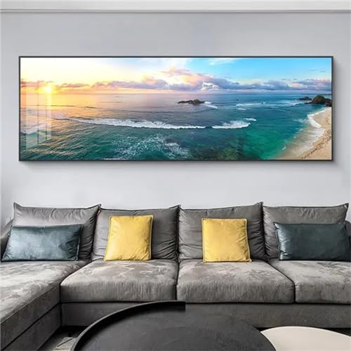Peinture diamant adulte plage 90x270cm : une fresque géante en strass cristal éclatant