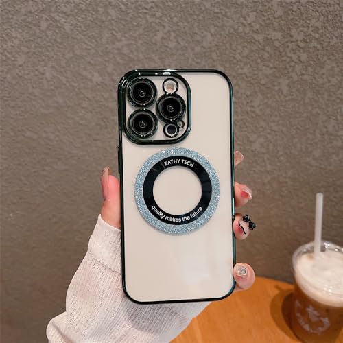 Coque iPhone 11 Luxe pailletée et magnétique en silicone vert foncé