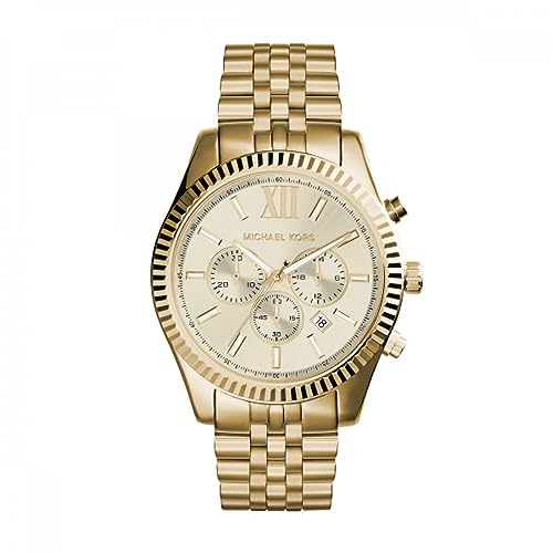 Imagen de Michael Kors Reloj Lexington cronógrafo de Cuarzo con Correa de Acero Inoxidable en Tono Dorado para Hombre MK8281