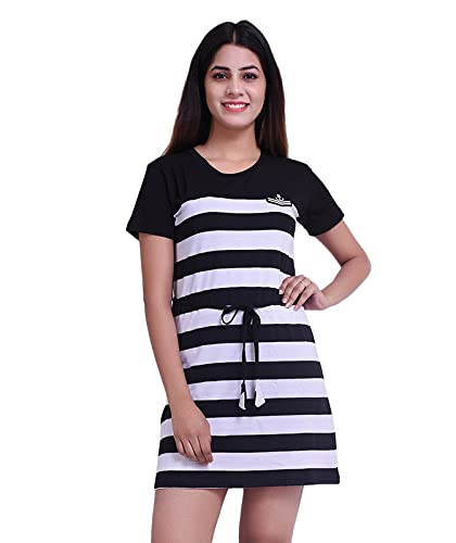 COUPLESTUFFIN-Couple-Mens-Womens-Cotton-Striped-Dress-T-Shirt-Pack-of-2-Slim-Fit-Multicolor-Men-S-to-XXL-Women-S-to-XXL COUPLESTUFF.IN Couple Men's & Women's Cotton Striped Dress & T Shirt - Pack of 2 (Slim Fit ; Multicolor, Men - S to XXL…