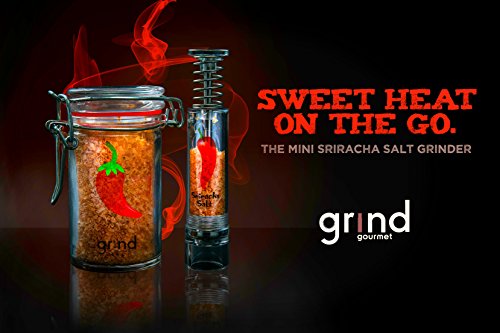 Sriracha, Grind Gourmet™ Sriracha Flavored Salt And Salt Grinder Gift Set, Jar Of Sriracha Flake Salt And Salt Grinder, Reusable Pepper Grinder Or Salt Mill Included, Storage Glass Jar With Lid #TOP1