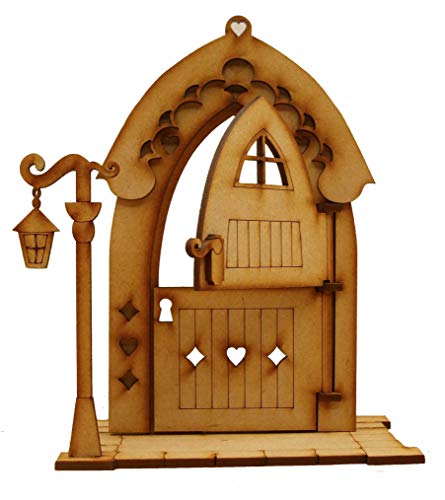 Puerta de hada con diseño de pan de jengibre en 3D para puerta de hadas, con farol, llave y...