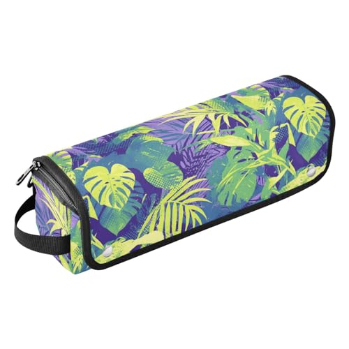 Organizador de Viaje Green Yellow Leaves para Herramientas de Cabello con Almohadilla Resistente al Calor Impermeable para Planchas y Rizador