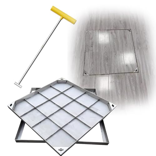 Copertura quadrata di scarico interrato e telaio in acciaio inossidabile 304 coperchio per serbatoio settico per vialetti e patii 58 x 58 cm copertura per pozzi di ispezione delle acque reflue