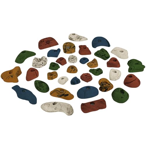 ALPIDEX 35 Presas Escalada | Tamaños L, M, S | Superficie 3-5 m² | Bloques Escalada | Juego Ideal para Principiantes | Piedras Escalada | Resistente Intemperie, Color:Mixto