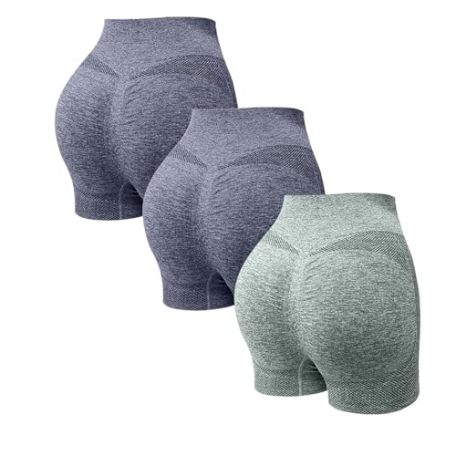 2 Pack Mallas Cortas Mujer Push Up Pantalones Cortos Deportes Cintura Alta Antirozaduras Pantalon Corto Deportivos Anticeluliticos Leggins Shorts Running Yoga Elásticos Short Gimnasio Fitness Ciclista