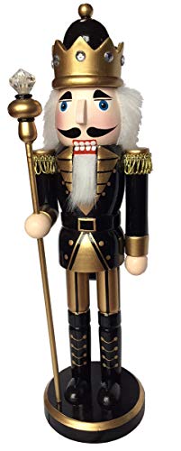 Santa's Workshop 14" Black and Gold King Nutcracker