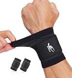 HiRui Wrist Brace Wrist Wraps Compression Wrist Strap, Wrist Support for Work Fitness Weightlifting Sprains Tendonitis, Carpal Tunnel Arthritis, Pain Relief, Adjustable Wristbands 2 PACK (Black, XL)