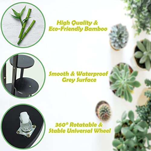 Bamboo Plant Stand For Indoor Outdoor 5 Tier Tall Corner Plant Stand Round Display Rack Multiple Flower Pots Holder Shelf For Patio Garden, Living Room, Balcony And Bedroom (Black) #TOP1