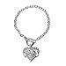 Inspired Silver Middle Sis Pave Heart Toggle Charm Bracelet With Clear Rhinestones