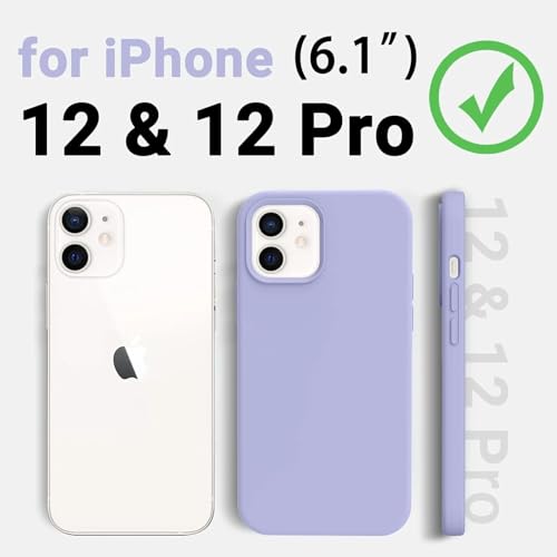 Image of Premium Liquid Silicone Case for iPhone 12 & 12 Pro - Slim Full Body Protective Back Cover with Soft Microfiber Lining, Anti-Slip Grip Scratch Resistant Phone Case(Lavender)
