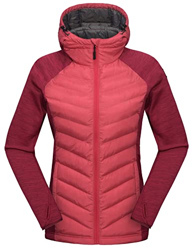 Mapamyumco Women's Insulated Hiking Jacket, Thermal Running Hybrid Jacket, Hooded Jacket Lightweight Breathable And Warm Rose Red Xl #TOP1