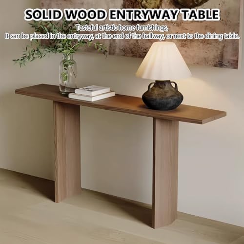 Mesa consola rústica medieval de madera resistente para vestíbulo y sofá 4