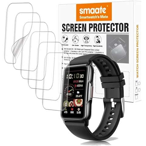 smaate Screen Protector Compatible with Bestinn 1.47" and Mindrose H80 1.47” smartwatch, Soft TPU, 6 pieces, Bubble Self-healing Cover