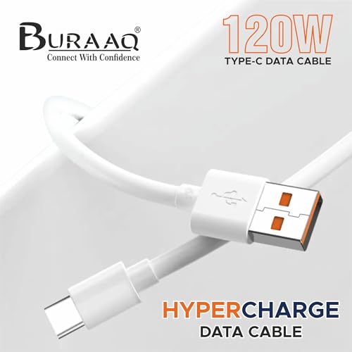 Image of 120W Hyper Charger| USB to Type C| Compatible with Xiaomi 11T PRO, 12,12 Pro, 12S Ultra,13,13 Pro,14, 15, Redmi, Note 12 Pro /5G, Redmi Note 13 Pro /5G, POCO F4| Rapid Charge Type C Cable| 1M