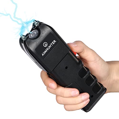 Aimhunter Mini Stun Gun Pen Safety Protection Easy To Hide Outdoor Usb Rechargeable With Led Flashlight Safety Electric Shock (Black2) #TOP10