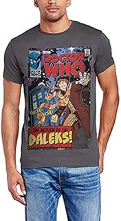 DOCTOR WHO BBC DW Dr Who Classic Men's Comic Cover Tom Baker Regular Fit Round Collar Short Sleeve T-Shirt - Official Merchandise