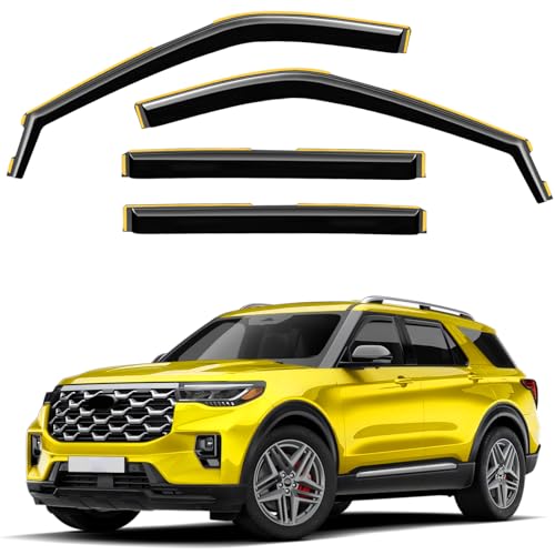 Deejecsun in-Channel Window Rain Guards Fit for Ford Explorer 2020-2026 Extra Durable Window Deflectors Visors Rain Guards Vent Visors Vent Shades Exterior Car Accessories - 4 pcs