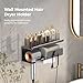 Bathroom Hair Tool Holder with Shelf, Wall-Mounted Organizer, Rustproof Carbon Steel Rack for Home and Salon Use