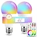 iLC LED Color Changing Light Bulb with Remote Control RGBW - 120 Different Color Choices - RGB Daylight and White Dimmable - Timing Function - A19 E26 Edison Screw, 60 Watt Equivalent(2 Pack)
