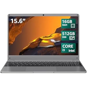 Laptop Windows 11 de 15.6 pulgadas, Intel Core i3-5005U, 16 GB de RAM, SSD de 512 GB, pantalla FHD IPS, WiFi 2.4G/5G, BT5.0, RJ45, cámara web, batería de larga duración – para trabajo, estudio y entretenimiento
