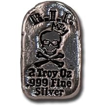 2 oz .999 Fine Silver - Limited Edition Skull and Crossbones Tombstone Bar No Serial Numbers - from 2013