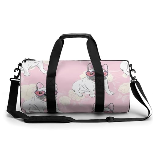Sac de voyage bouledogue blanc 45cm léger pour gym