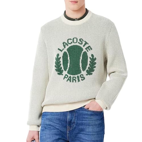Lacoste long sleeve crewneck jumper in white with tennis emblem