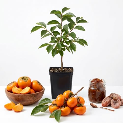 Sweet American Persimmon Trees Live Plants, Dormant Seedlings,6-12 Inches Well Rooted, Winter Hardy Persimmon Tree Fruit