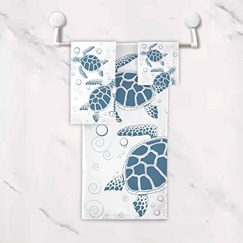 Zochoten Sea Turtle 3-Piece Set Towel Bathroom Set 1 Bath Towel 1 Washcloth 1 Hand Towel Super Soft And Quick Dry Towel Multifuntion For Home Kitchen Hotel Gym Swim #TOP5