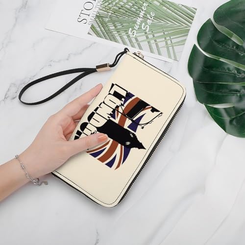 London UK Flag Leather Wallet Fashion Bifold Purse Long Pouch with Wrist Strap for Men Women4