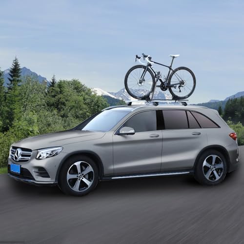 Roof Bike Rack Mount, Foldable Upright Bicycle Carrier, Lightweight Aluminum Bike Rack with Secure Locking, 1-Bike Rooftop Carrier for Car/SUV, Black