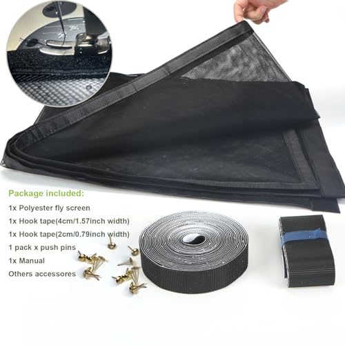 Risareyi Magnet Fliegengitter Balkontür 95x235cm, Schwarz Fliegengitter Tür Insektenschutz Balkontür Ohne Bohren Mit Starken Magneten Selbstschließend für Terrassentür, Schiebetür