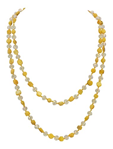 Colliers de perles longues en cristal et coquillage de 48 pouces pour femme