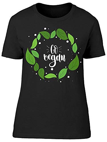 Go Vegan, camiseta feminina com logotipo, Preto, 3X-Large
